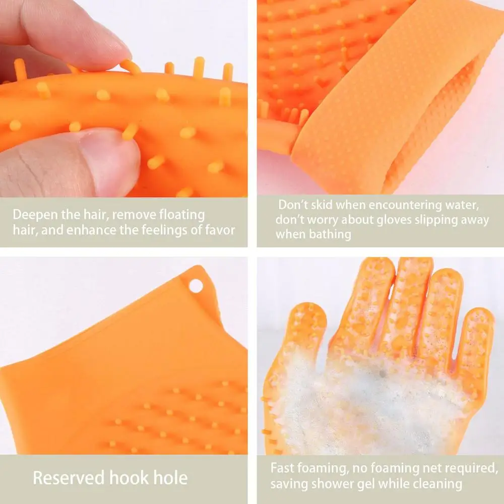 Silicone Pet Grooming Glove Double Sides Cat Dog Hair Remover Brush Comb Deshedding Bathing Washing Cleaning Cats Dogs Supplies