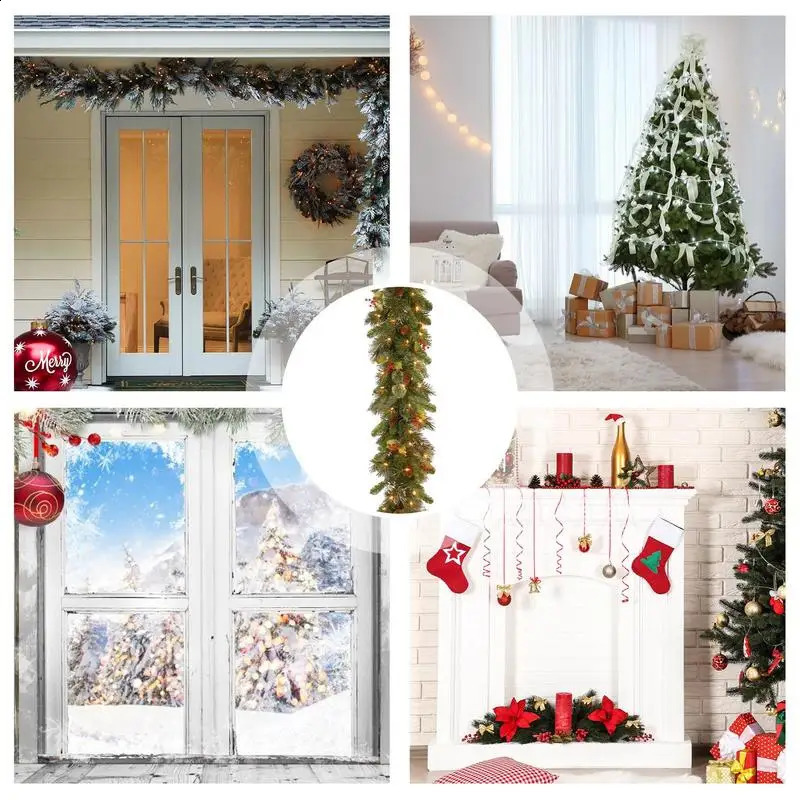 Christmas Decorations Garland Decoration Rattan Lights Wreath Decorated Mantel Fireplace Stairs Wall Door Decor 240902