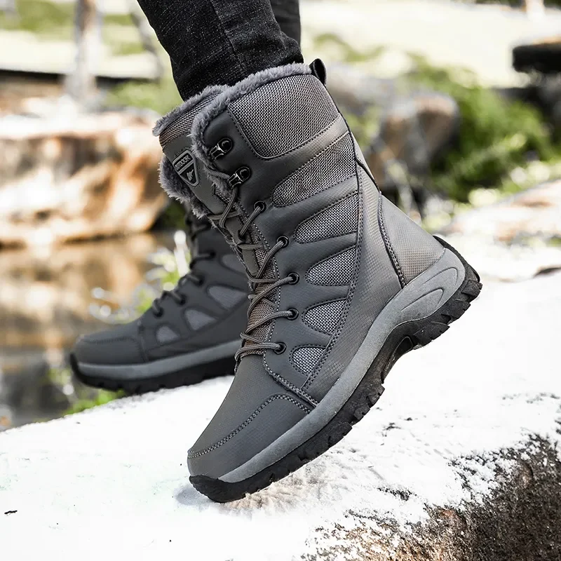 Winter Men Boots 2023 Warm Platform Snow Boots for Men Outdoor Black High Hiking Shoes Ankle Men Outdoor Boots Hombre