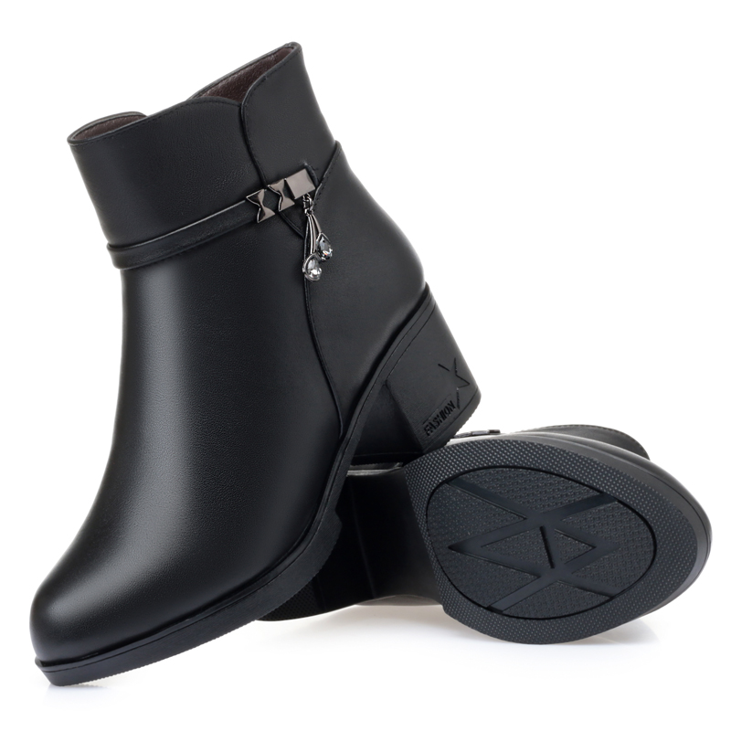 AIYUQI Women Ankle Boots Anti Slip 2024 Winter New Genuine Leather Large Size Women Booties Wool Warm Women Snow Boots