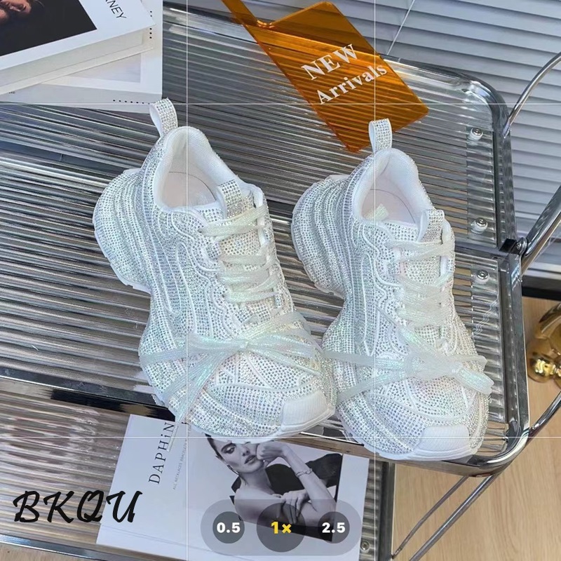female vulcanized full of star water diamond thick bottom fried street Daddy 2024 spring new ins tide cake casual shoes