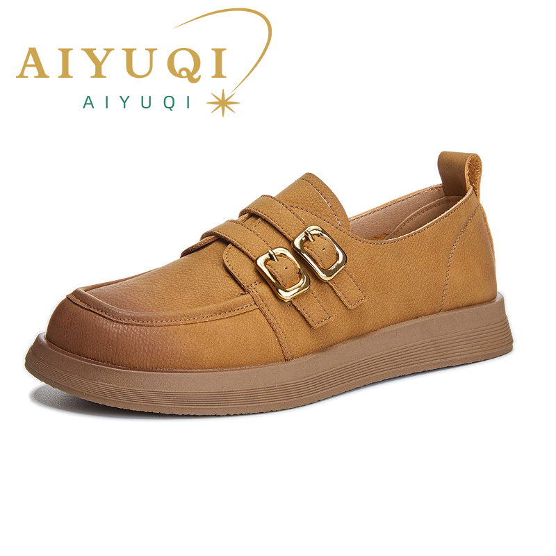 Loafers AIYUQI Female Genuine Leather 2024 New Ladies Spring Retro British Style Women's Shoes fa93