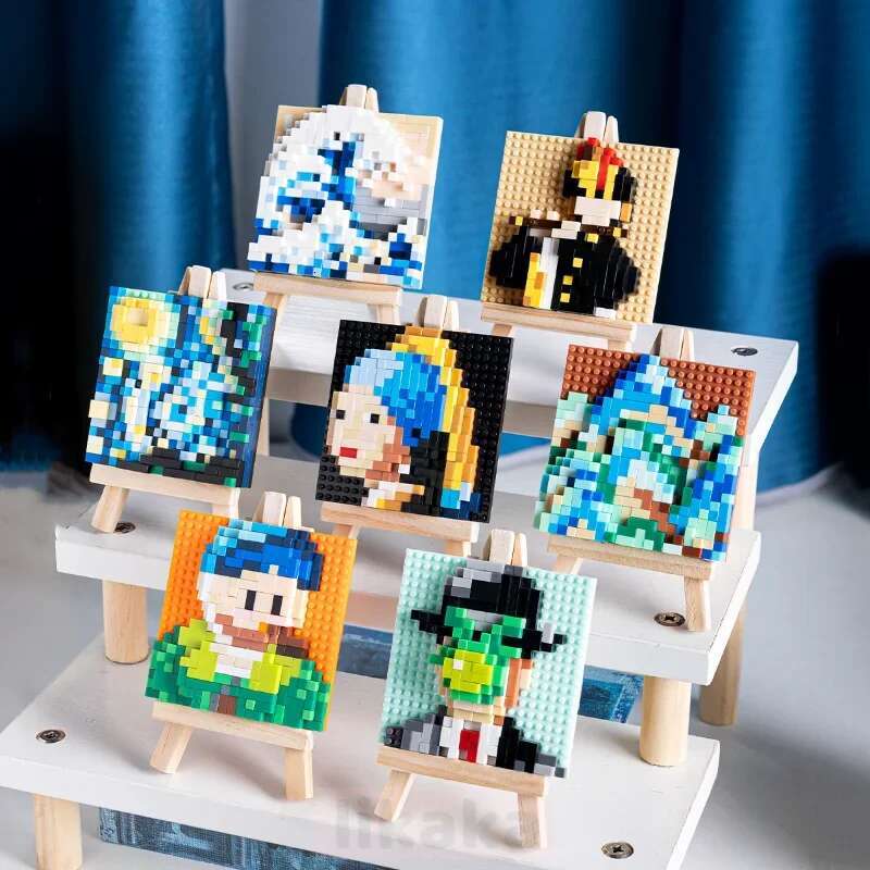 3D Pixel Art Famous Paintings Building Creative Van Gogh Starry Sky Micro Bloc DIY Toys Children's Gift Home Decoration