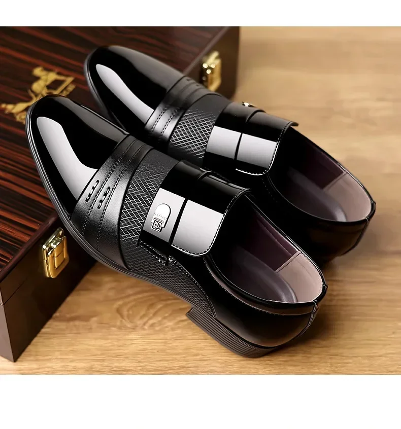 Men's Leather Formal Shoes, Black Pointed Toe Loafers, Office & Party Shoes hot for Men