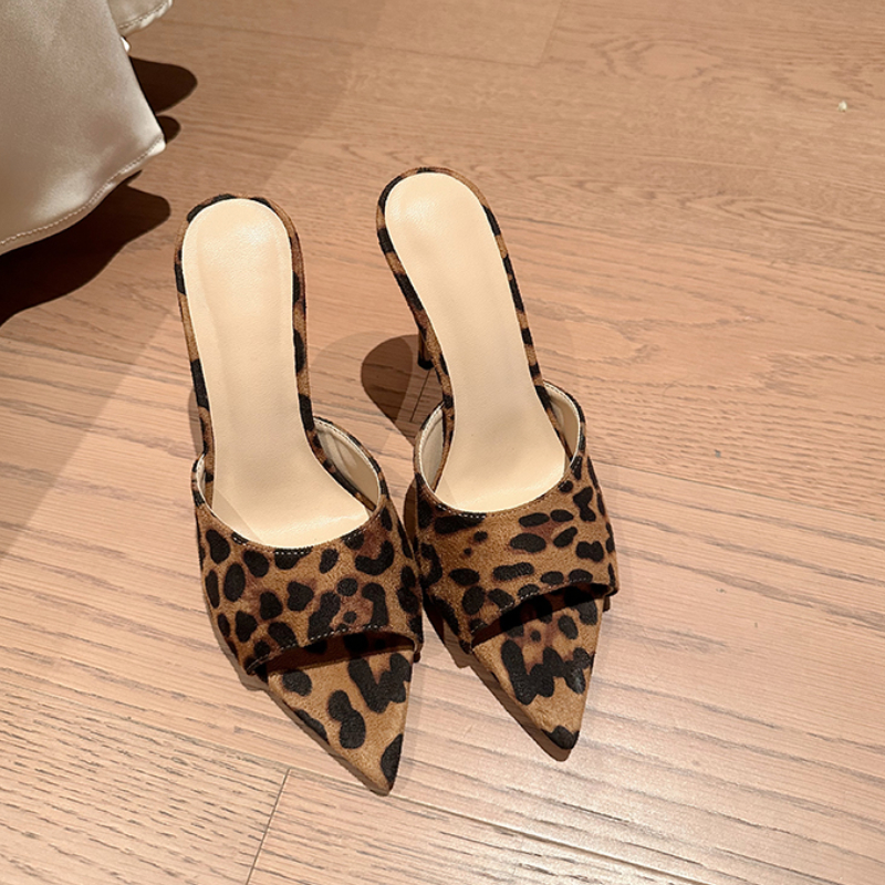 High Summer Heel Women Slipper Fashion Elegant Open Toe Leopard Slides Ladies Sexy Party Dress Sandal Pumps Shoes 34-40 5f01 cb8