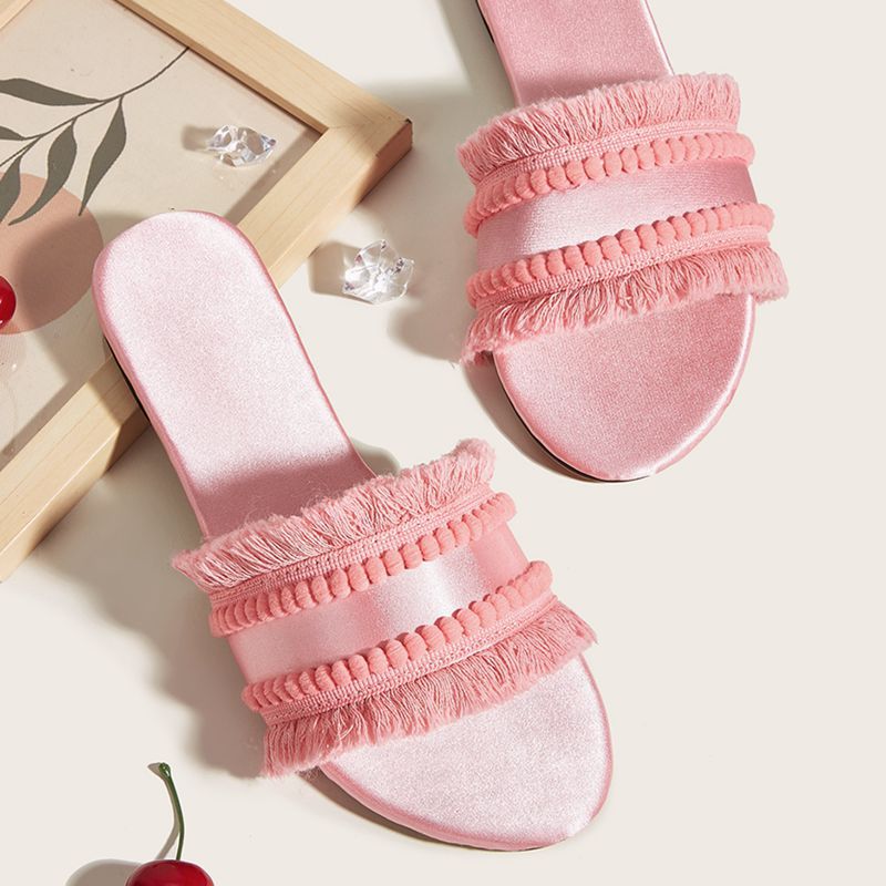 Summer Tassel Slipper for Women Fashion Flat Casual Sandals Luxury Designer Mules Flat Bohemia Beach Shoes Sandalias De Mujer
