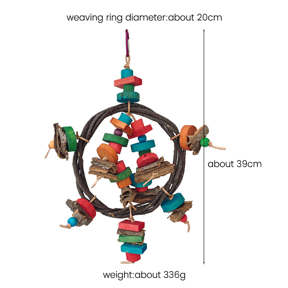 Parrot Toys Nature Wood Bird Chewing Toys Bird Cage Accessories Colorful Wooden Blocks Bird Chewing Toy Cage Rope Chewing Toy