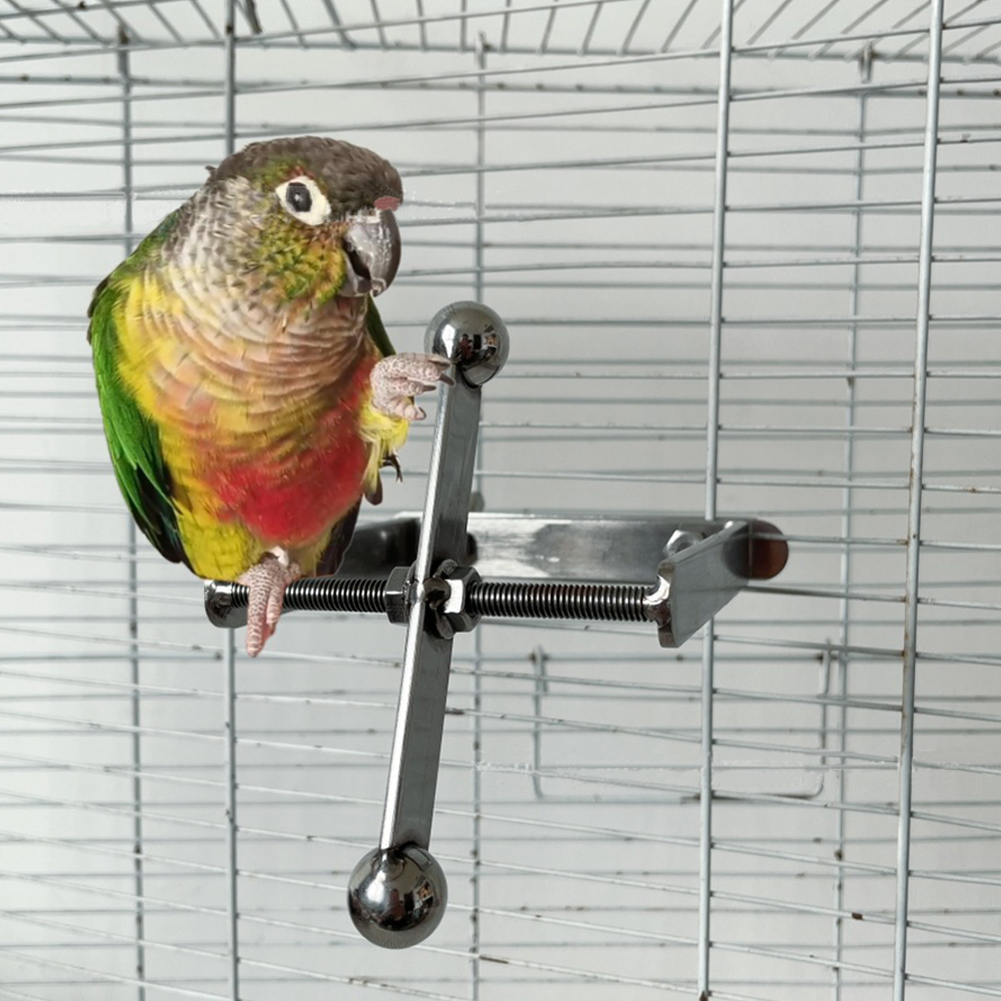 Bird Perch Stainless Steel Stand Parrot Seesaw Toy Bird Interactive Perch Stand Bird Cage Accessories for Parakeet Cockatiel