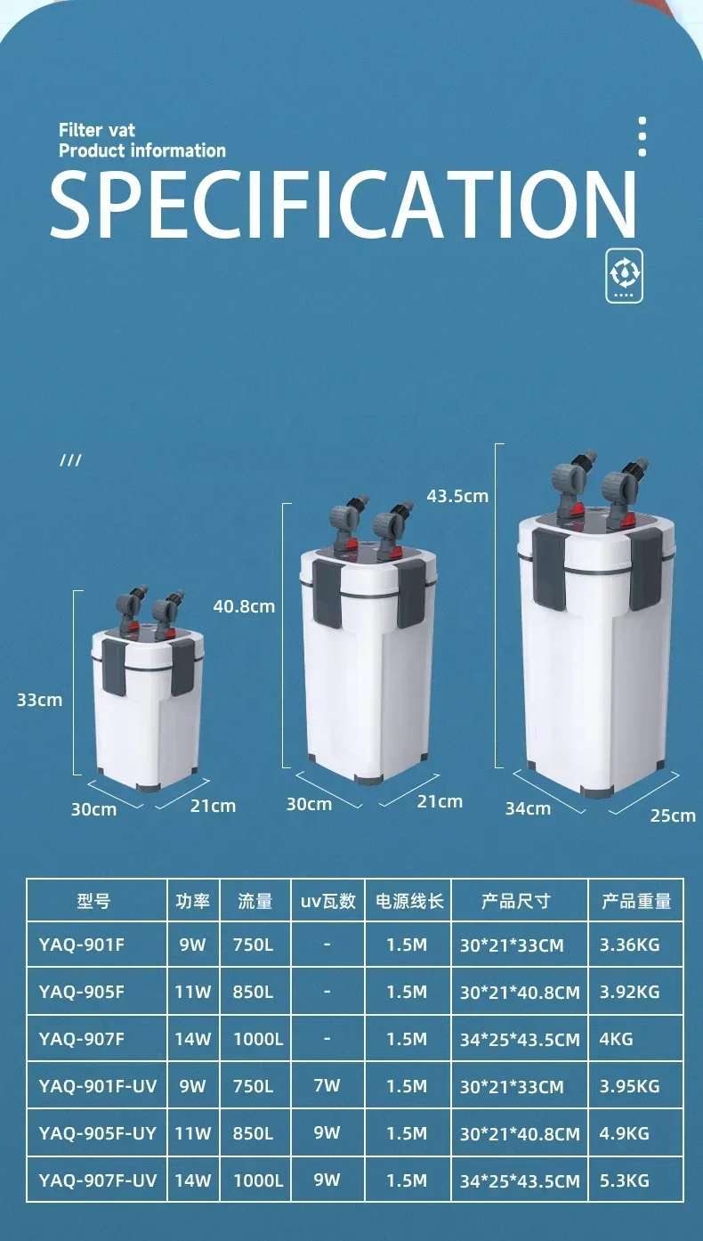 UV Lamp New Arrival white Color Aquarium External Canister Filter Equipments Fish Tank And Pond Aquariums Accessories Pump