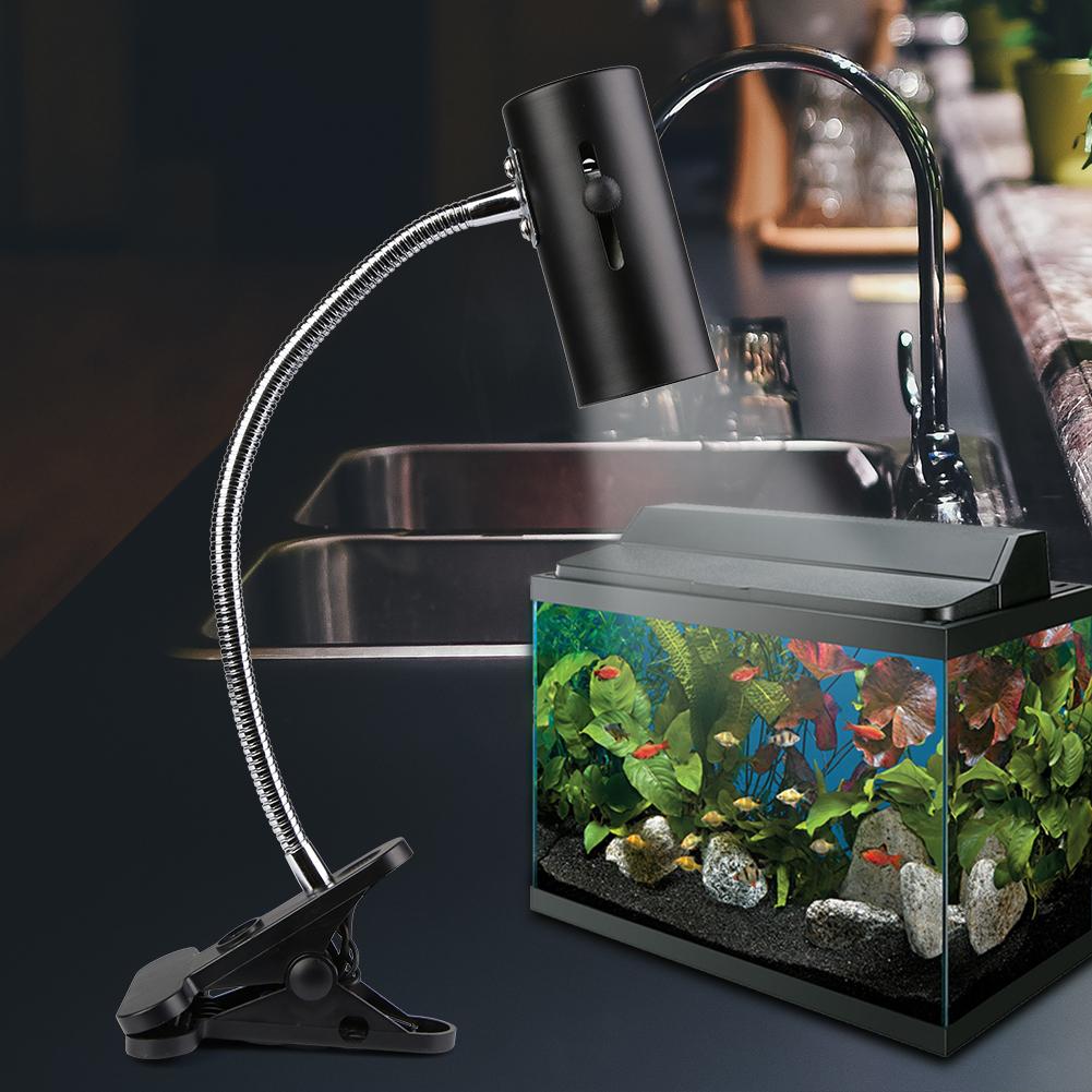 Lamp Base Holder Turtle Tank Heating Lamp Set Rotary Clip-on Bulb with Cover Durable Reptile E27 Lamp-socket Kit Light Holder