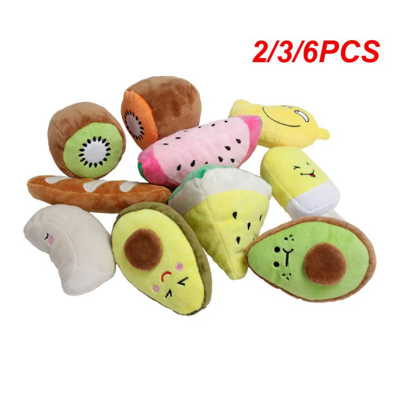 2/3/6PCS Pet Toy Cute New Plush 16x8 X8cm Dog Accessories Puppy Training Toy Puppy Dog Sounding Pet Supplies Plush Toy Fruit