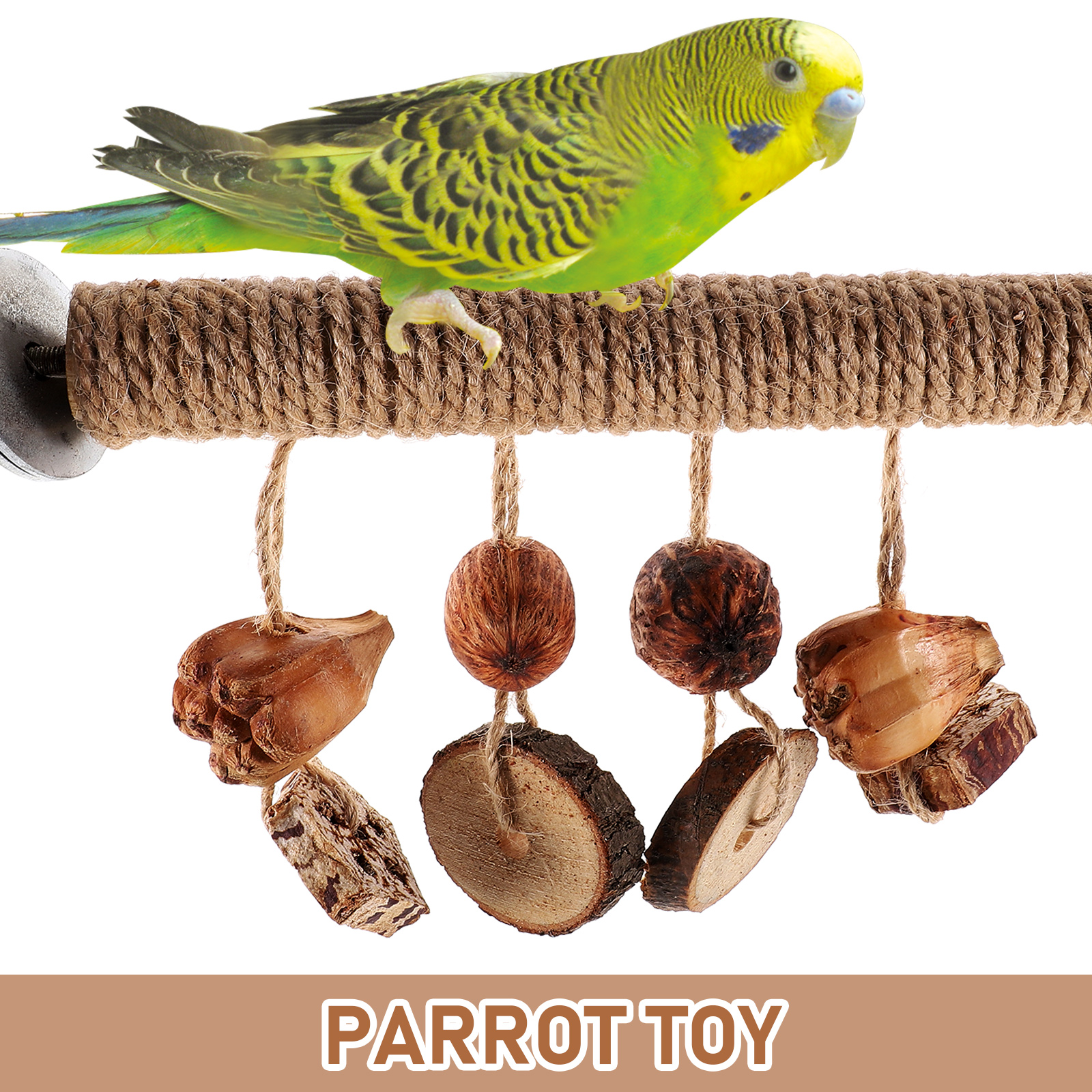 Twine Rope Parrot Toy Bird Cage Stand Fruit Wooden Perches for Birdcage Cockatiels