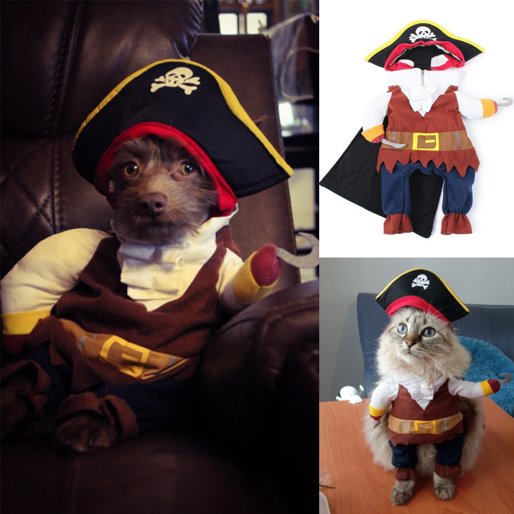 Dog Cat Funny Cosplay Clothes For Small Medium Dogs Cats Creative Novelty Halloween Pirate Costume French Bulldog Jacket Coat
