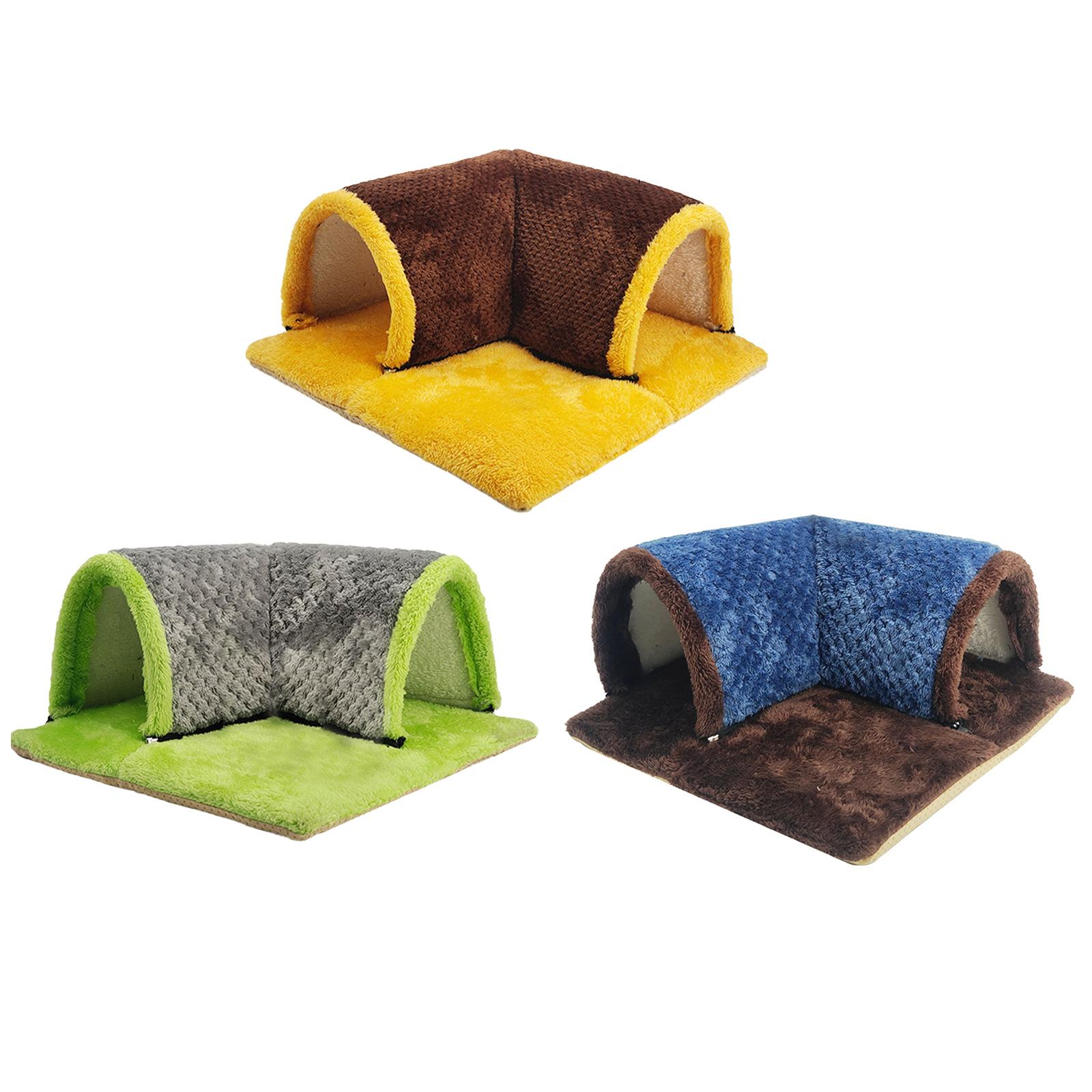 Hamster Tunnel Warm Exercise Training Guinea Pig Hideout Pets Nest Removable Mat for Hamster Rat Cat Kitten