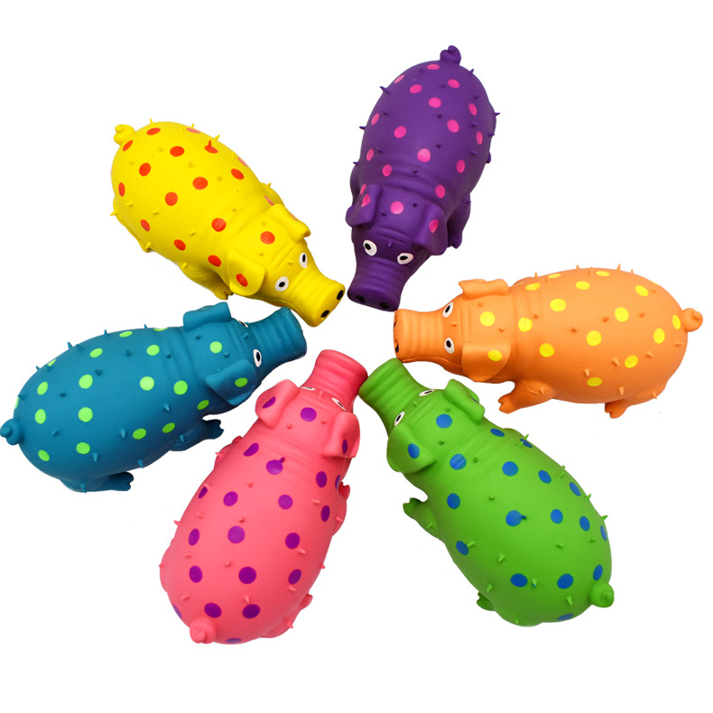 Colorful Latex Pig-shaped Pets Toys Built-in Whistle Cute Pig Grunting Soft Bite-resistant Chewing Squeak Teeth Cleaning Tool