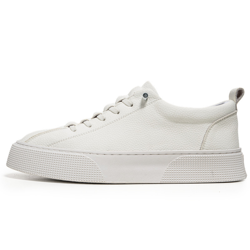 Men Classic White Leather Sneakers Casual Soft Leather Shoes Lace-up Shoes Mens Fashion Outdoor Walking Shoes Male Trainers