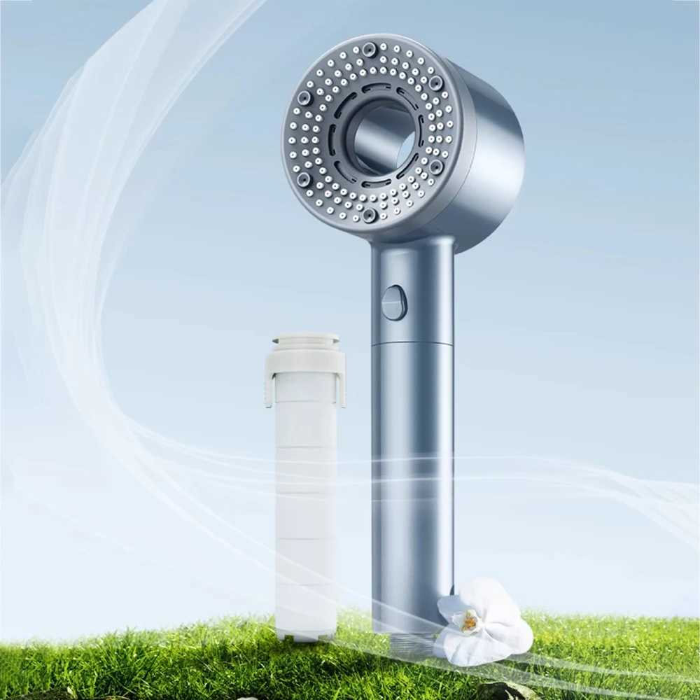 Musurjoy bathroom booster filter shower/hand-held power spray shower head/shower combination (with hose+bracket)/one button water stop CL240903