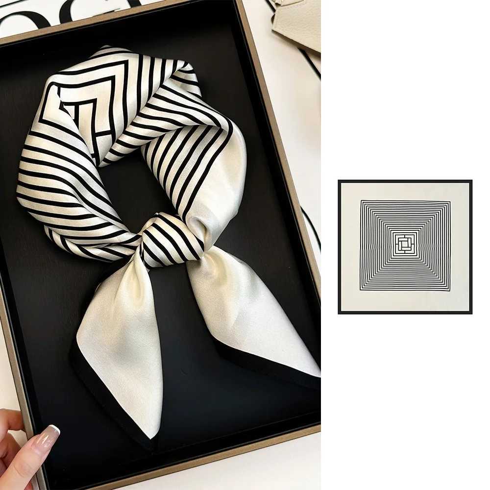 90cm silk square scarf with satin ribbon print scarf fashionable womens hair shawl bag Fem collar headscarf X250319