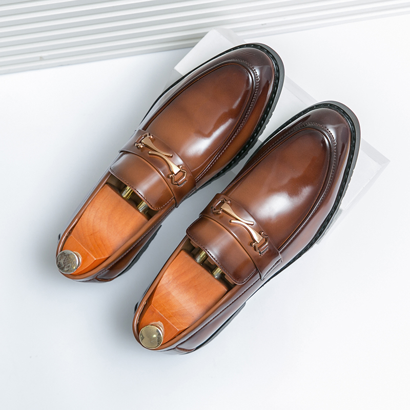 Loafers Men's Thick-soled Heightening British Style High-Level Business Casual Leather Shoes Slip-On Lazy Tassels