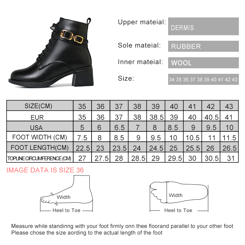 AIYUQI Winter Boots Women Wool Warm 2024 New Genuine Leather Women Marton Boots British Style Lace-up Large Size Booties Women