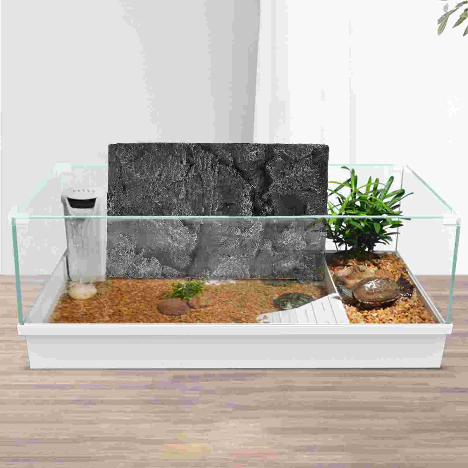 Turtle Aquarium Background Reptile Box Decorative Panel Tank Backdrop Stone 3D Board Bearded Dragon Accessories The Animal