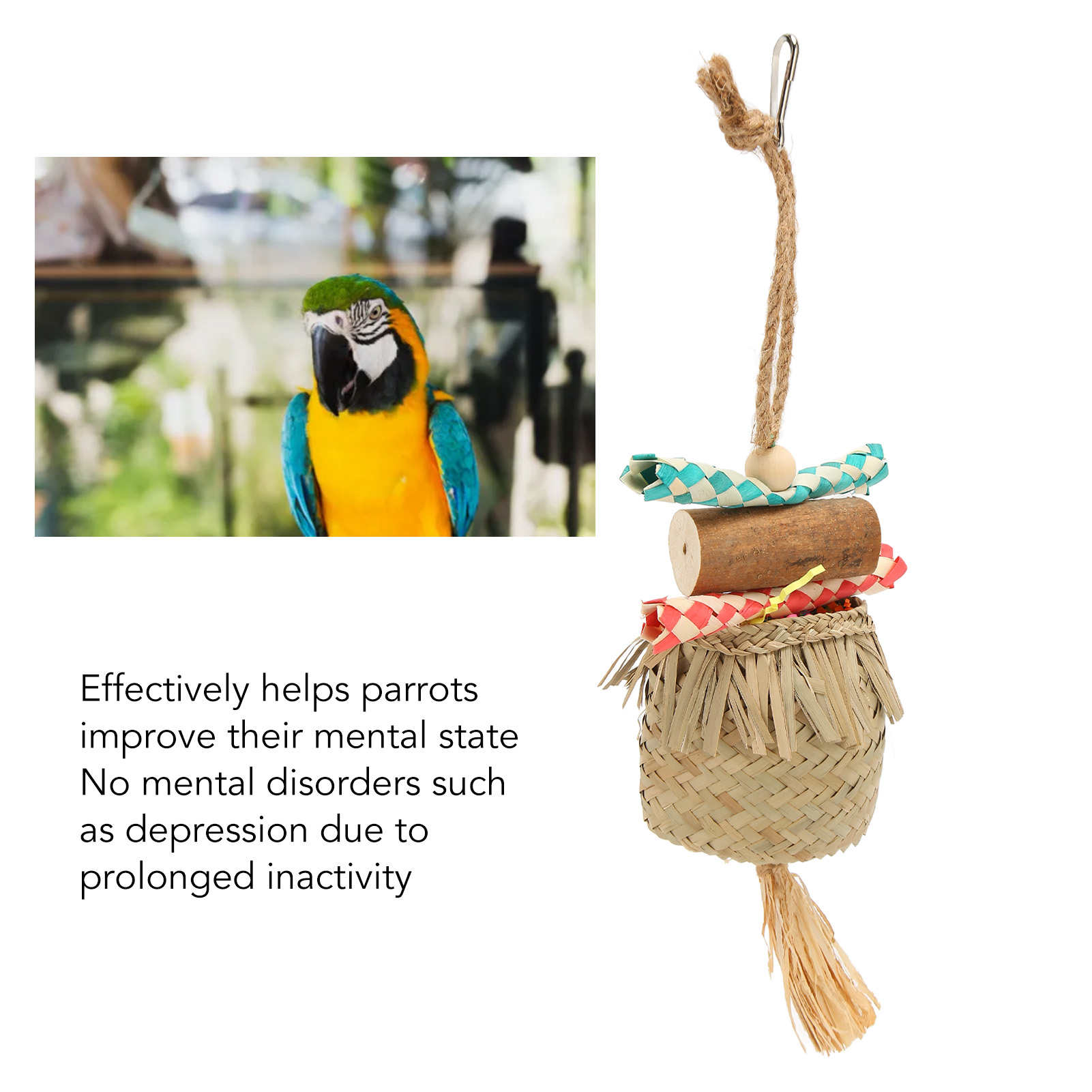 Bird Cage Foraging Toys Palm Leaf Shredded Paper Parrot Chewing Toy For Cockatiel Lovebirds
