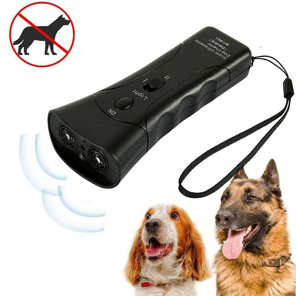 2 in 1 Double Head Stop Bark Deterrents Ultrasonic Pet Dog Repeller Trumpet LED Flashlight Portable Anti Barking Control Puppy
