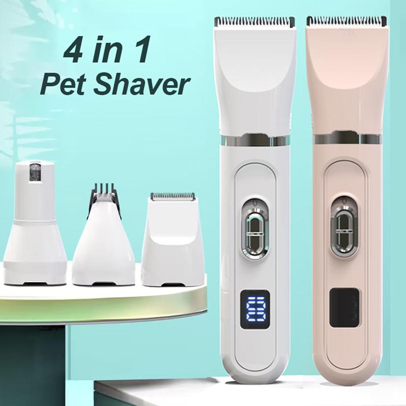 4-In-1 Dog Clippers Low Noise Paw Trimmer Rechargeable Pet Grooming Kit Multifunctional Pet Nail Grinder Dog Shaver