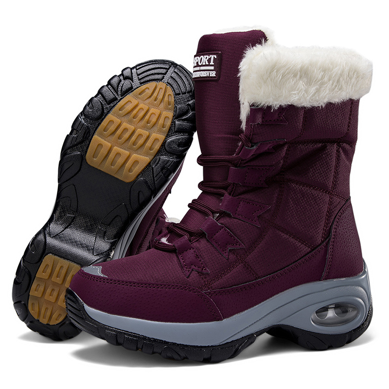 Women's winter warm snow boots, high top cotton shoes, white hot plush inner ing, women's outdoor shoes anti slip hiking