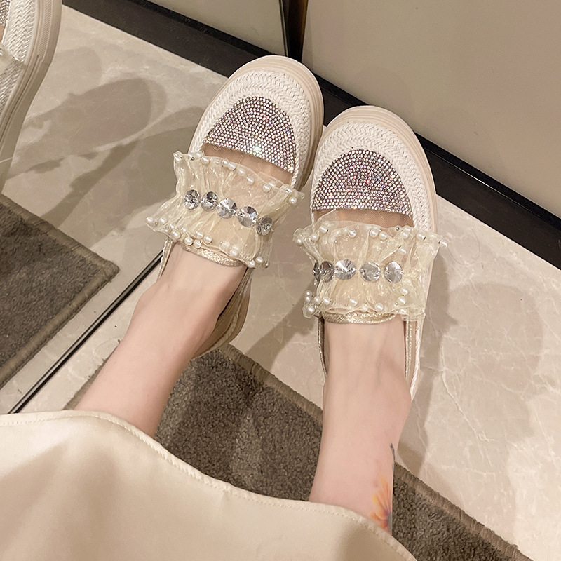 Women's Korean version versatile flat bottomed one foot fisherman shoes with mesh breathable single shoes