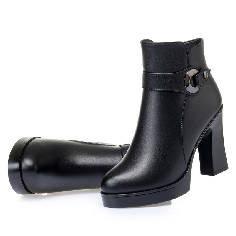 AIYUQI Women Boots High Heels 2024 New Wool Warm Women Winter Boots Fashion Office Ladies Ankle Boots