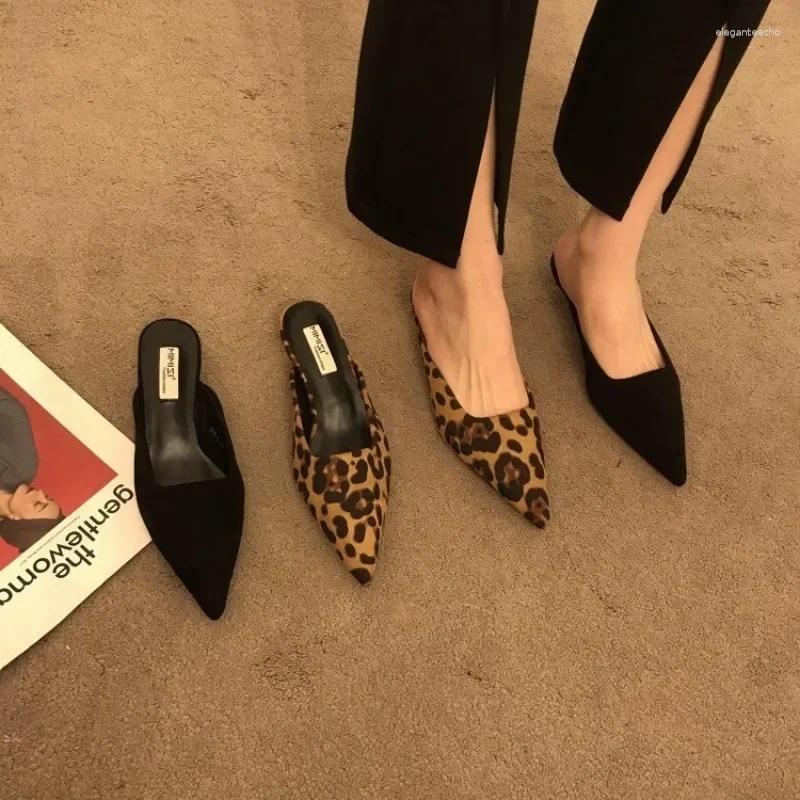 Leopard Print Mules Slippers hot | Pointed Toe, Low Heel Slide Sandals for Women