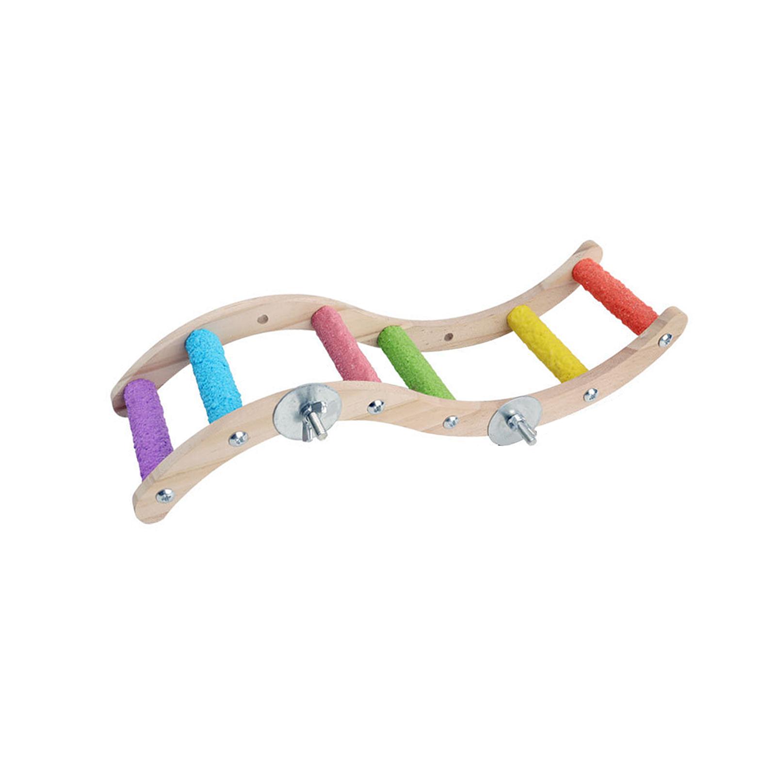 Bird Perches for Cage Claw Grinding Wood Cage Accessories Colorful Parrot Climbing Ladder for Budgies Finch Small Medium Parrot