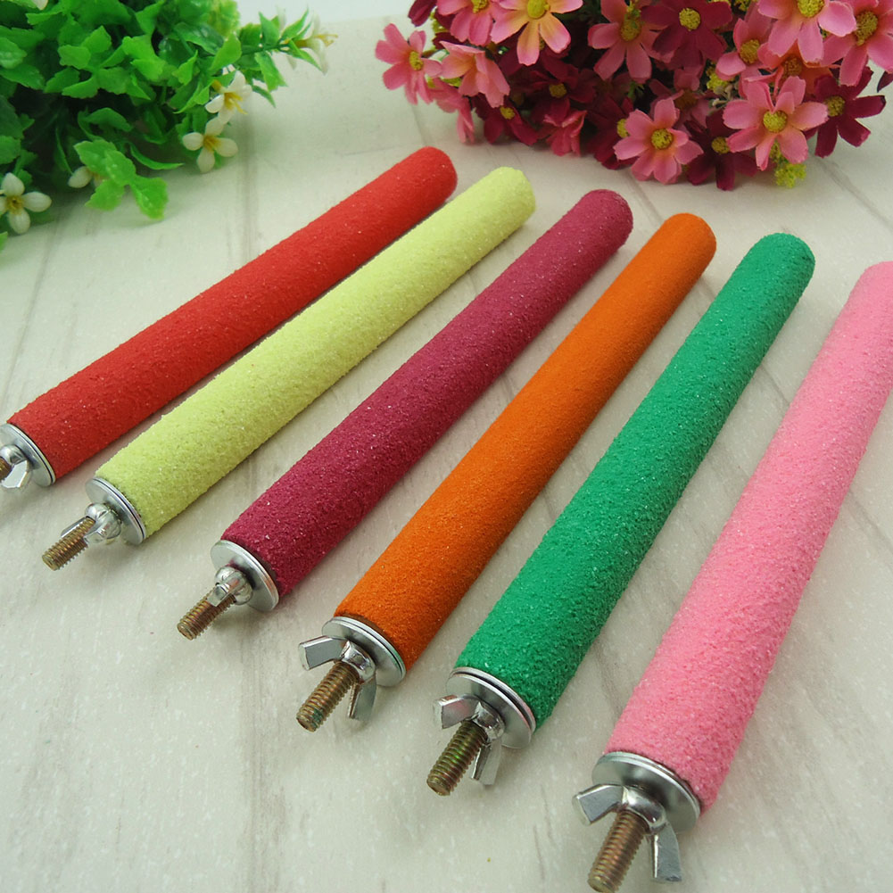 Bird Claw Beak Grinding Bar Multi-function Parrot Perching Station Platform Portable Wooden Alloy Non-toxic for Little Bird Myna