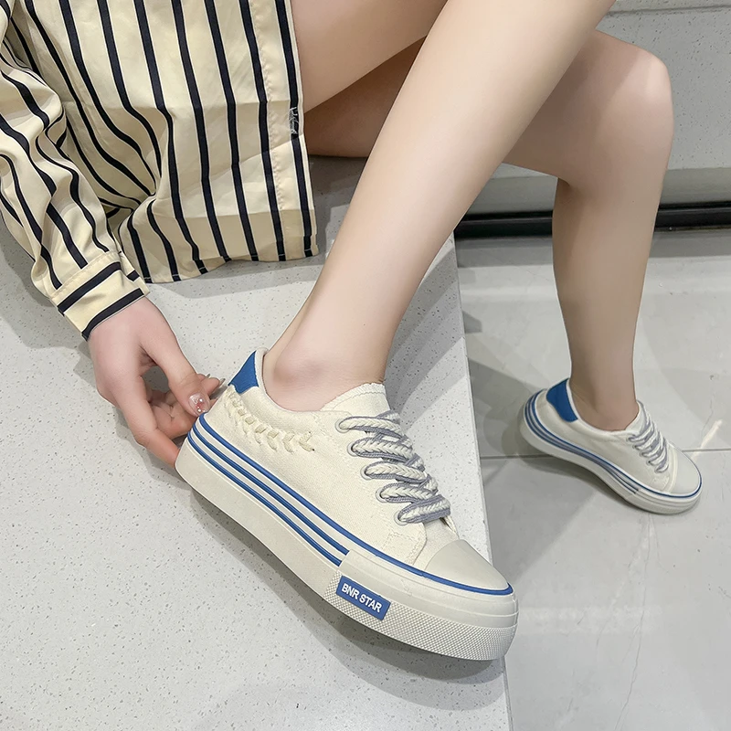 Platform Women Canvas Shoes Height Increasing Chunky Sneakers For youth girls Outdoor trainers Female Ladies Thick Sole
