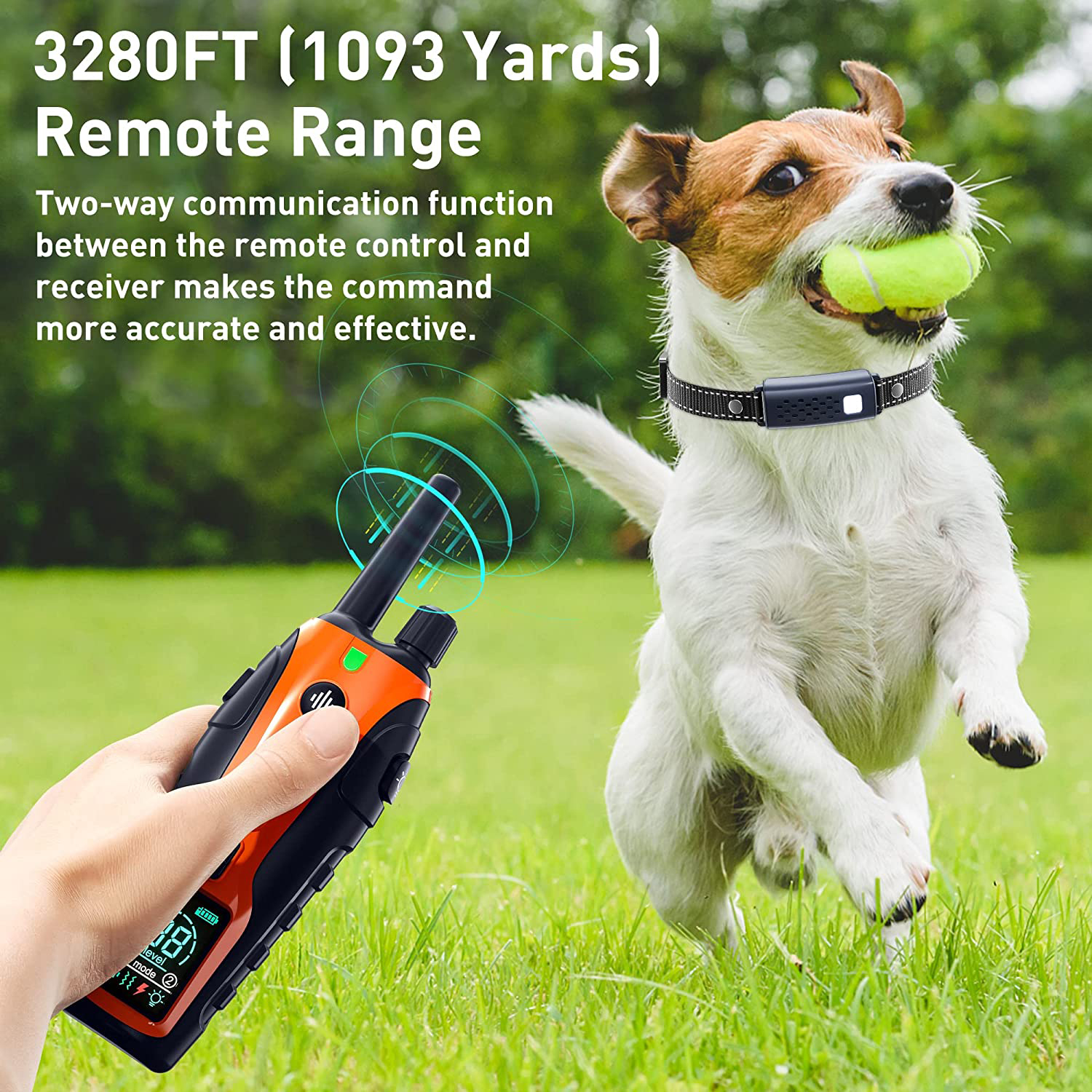 3280Ft Electric Dog Training Collar Remote Control Waterproof Pet BehaviorFor 5-120lbs Puppy With Vibration Shock