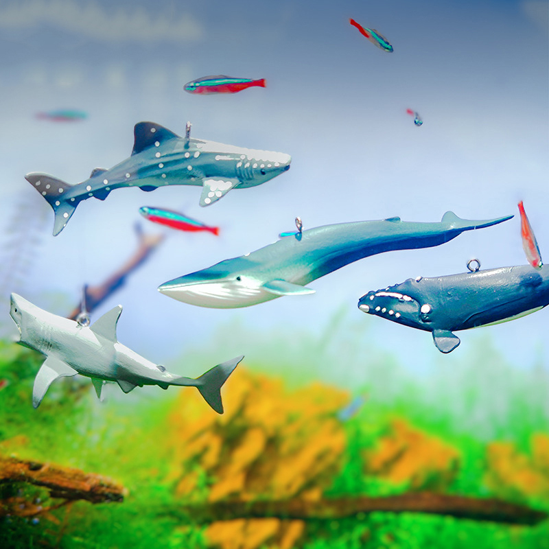 Creative Aquarium Decoration Accessories Decor Floating Ornaments Simulation Shark Whale Figurines Toys Miniature Models