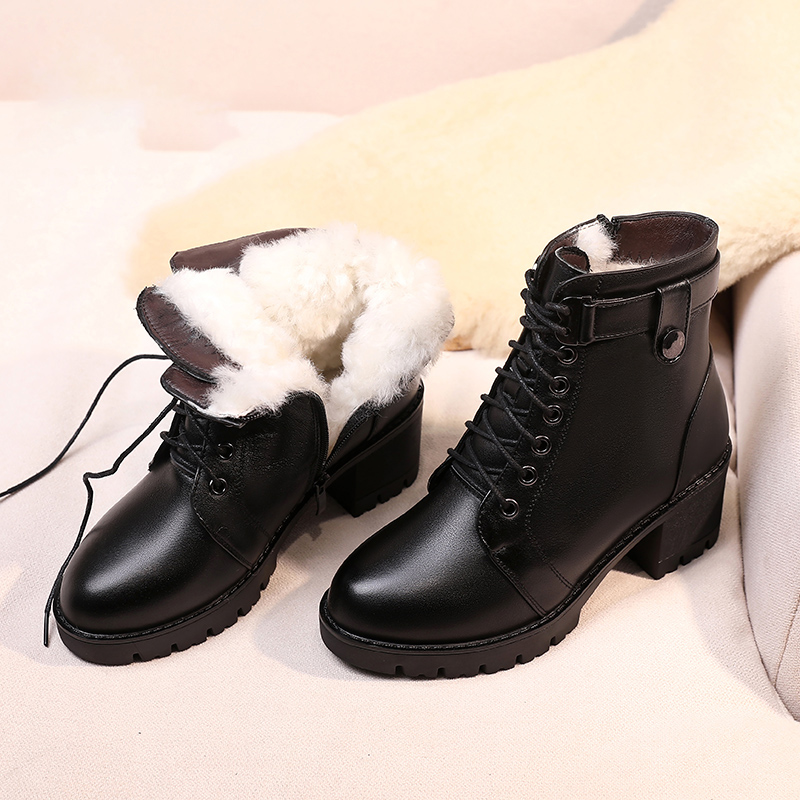 AIYUQI Women Winter Shoes 2024 New Genuine Leather Women Booties Wool Non-slip British Style Ankle Boots Women