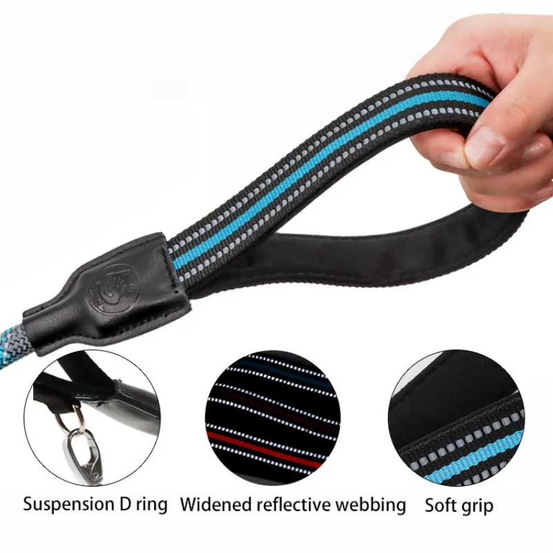 Short Dog Leash Strong Nylon Reflective Traffic Leash Comfortable Padded Handle- Short Training Lead for Small Medium Large Dogs