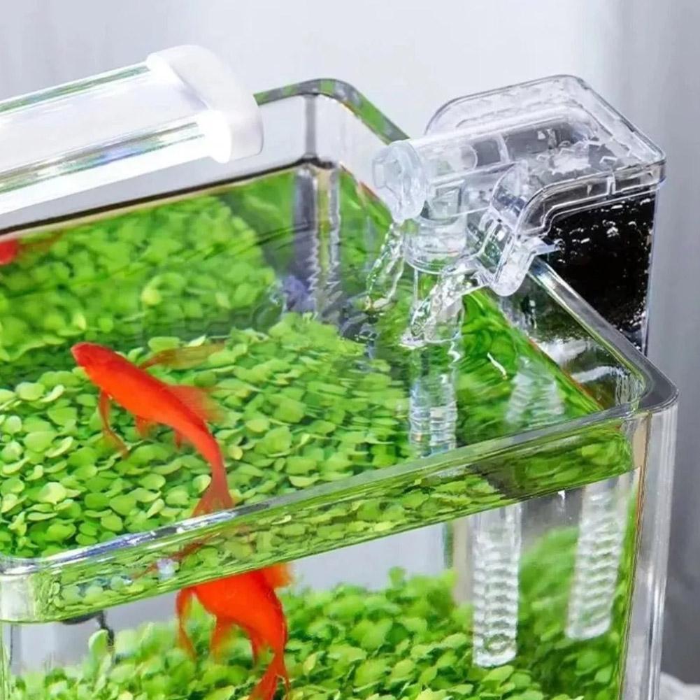 Aquarium Hang On Filter Mini Filter Fish Tank Waterfall Filter Hang On External Aquarium Filter USB Interface 2.5W Flow 250H/L