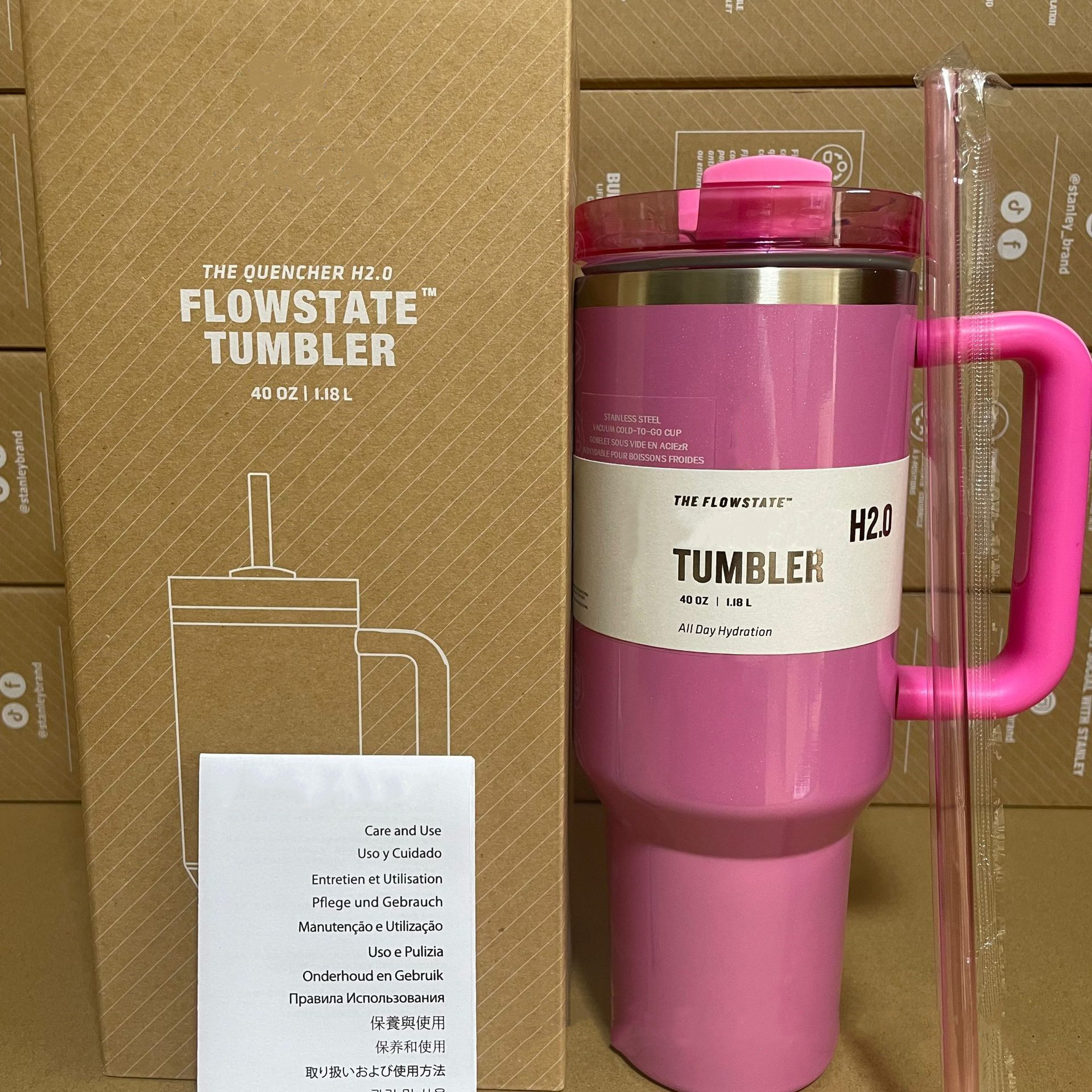 Cobrand Winter Pink Parade Flamingo Holiday Cups 40oz Stainless Steel Tumblers with Silicone handle Lid And Straw Target Red Travel Car mugs With Box 0903