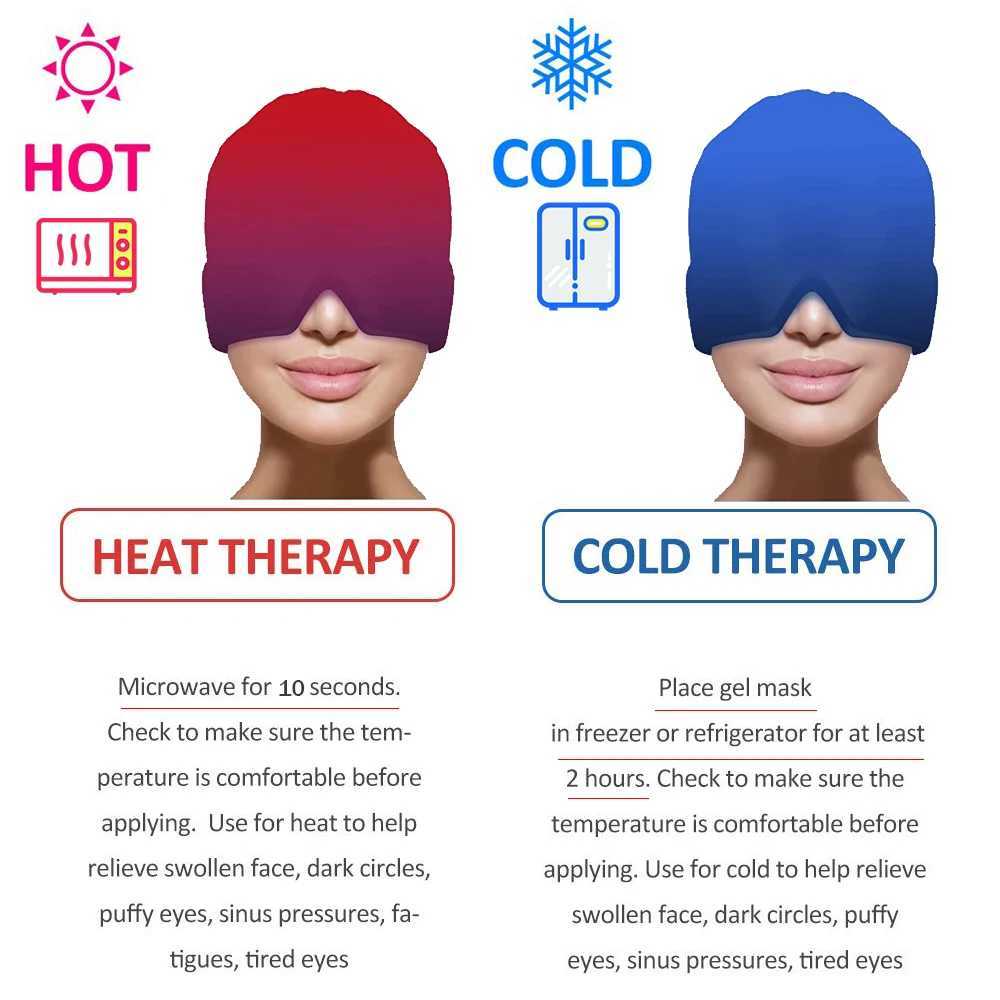 Head Massager Cap Gel Hot Cold Therapy Headache Migraine Relief Cap Stress Pressure Pain Relief Massage Gel Hat Clod Headache Y240902