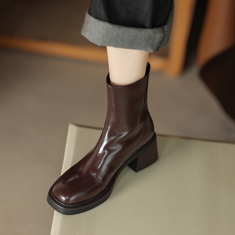 Short AIYUQI Women Rear Zipper 2024 Thick Heel Retro Commuting Ankle Boots British style Fashion Women's Booties 72dd 's