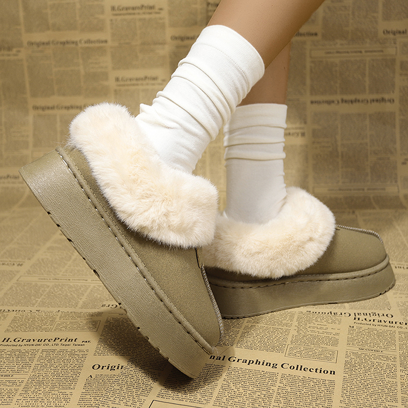 2025 new Warm Thicken Plush Chunky Platform Snow Women Faux Suede Flat Heels Winter Boots Woman Thick Bottom Cotton Shoes