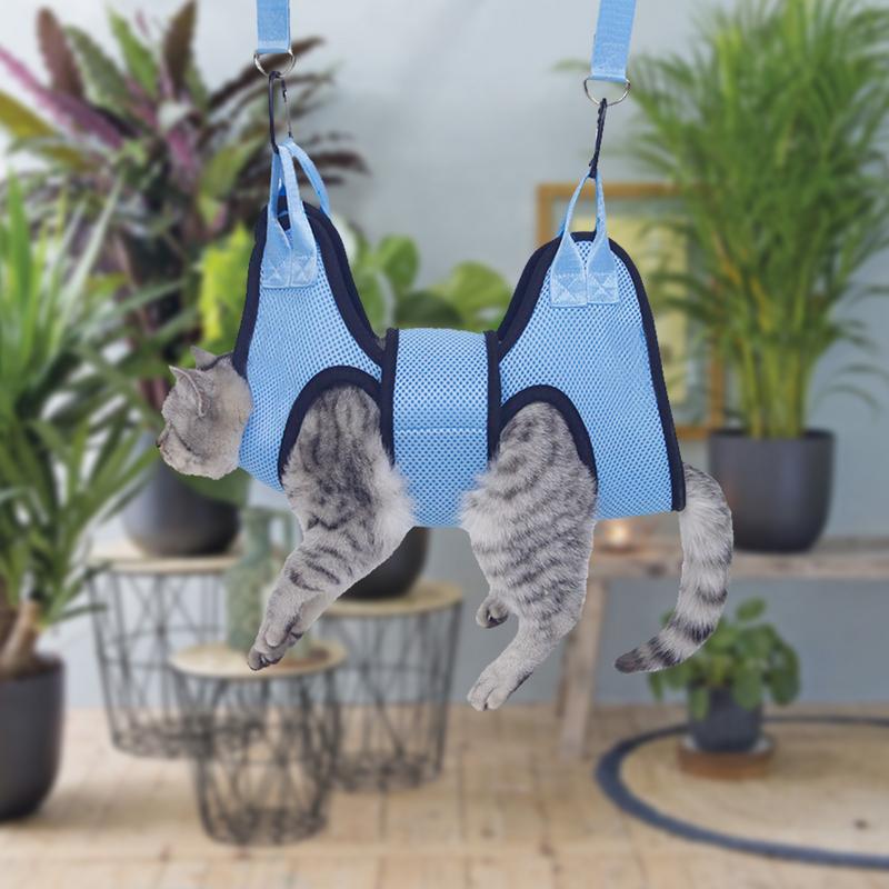 Cat Grooming Harness Dog Grooming Sling Breathable Cat Restraint Holder Secure Nail Trimming Pet Hammock With Security Strap For