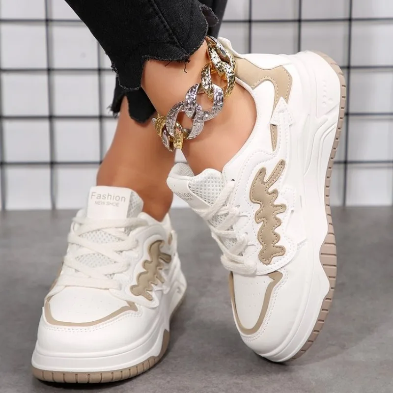 Women's Platform Lace-Up Skateboard Sneakers - Breathable Comfortable Running Shoes for hot Outdoor Sports & Jogging
