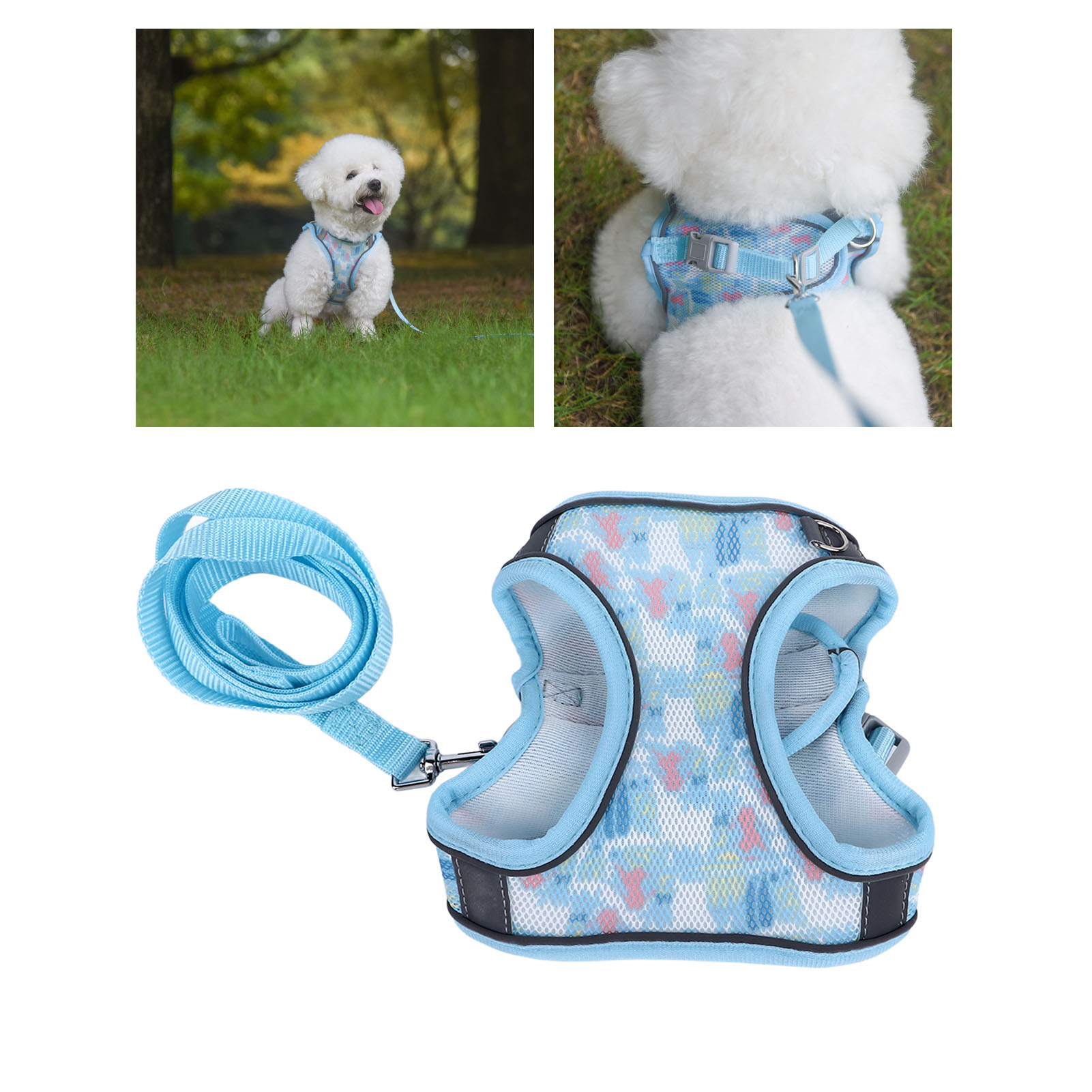 Pet Harness Leash Breathable Adjustable Reflective Dog Walking Vest Leash For Small Medium Cats