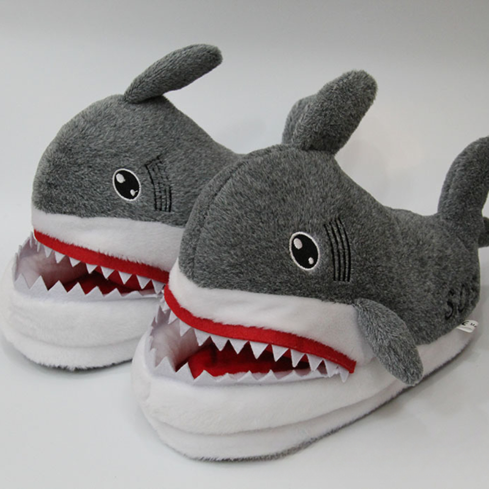 Winter Shark Couple Gift Woman Comfortable Funny Shark Slippers Heel Warm Indoor Home Use Man Bedroom Home Slippers 949