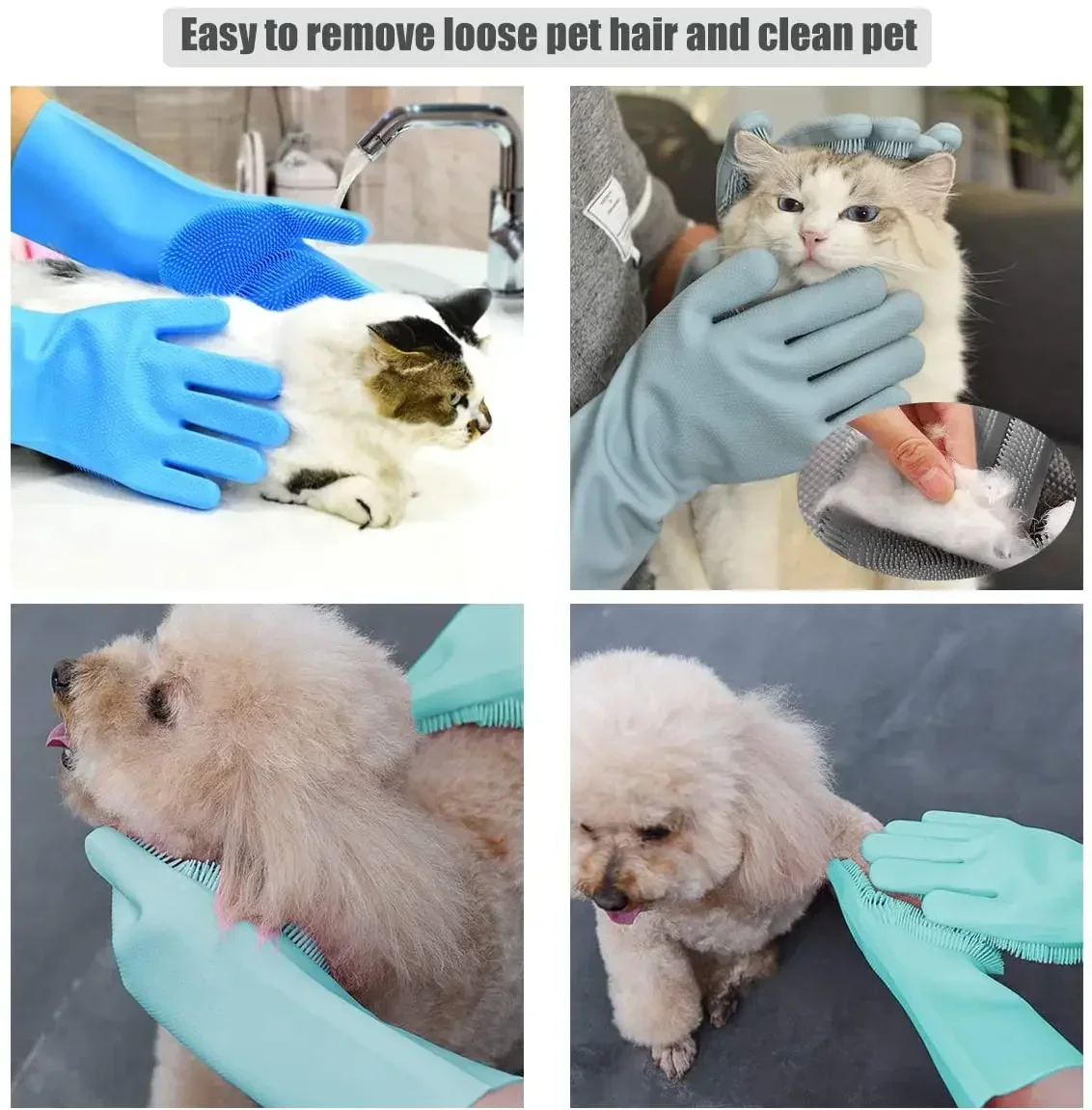 Cleaning gloves, dog and cat bath shampoo, glove scrub, magic dishwashing cleaner, sponge silicone hair removal gloves