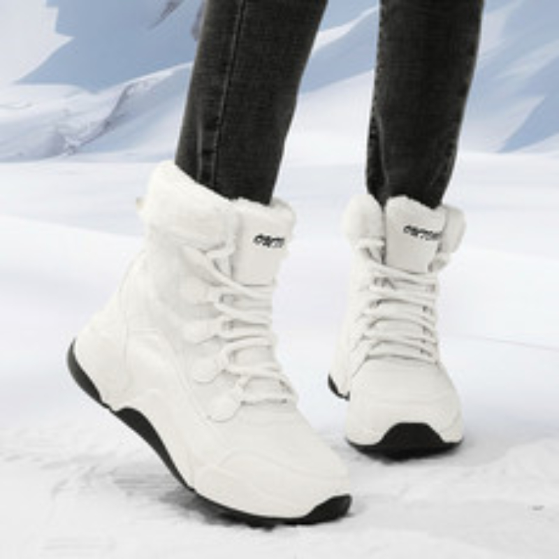 Ankle 2023 Very Warm Women's Winter Black Thick Sole Shoes Lace Up High Boots fc69